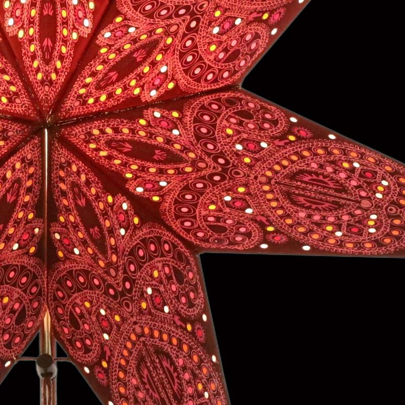 Dunhill Rot/Pink - Faltbarer Leuchtstern, Weihnachtsstern aus Papier mit 7 Zacken, 60 cm